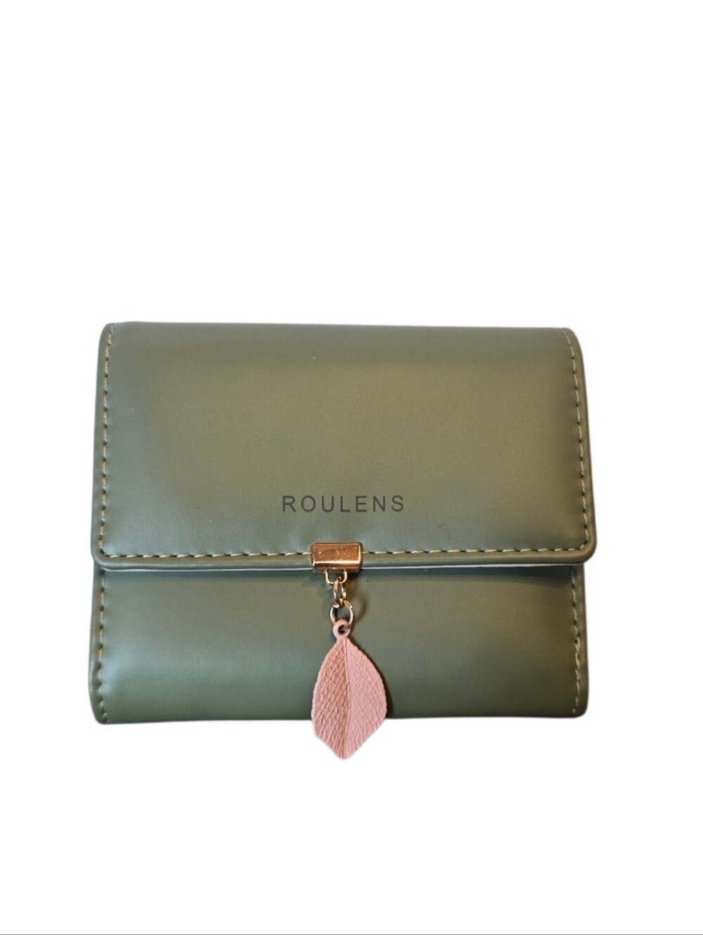 Roulens RFID Green Blush Pink Faux Leather Bifold Snap Wallet - Picture 2 of 12